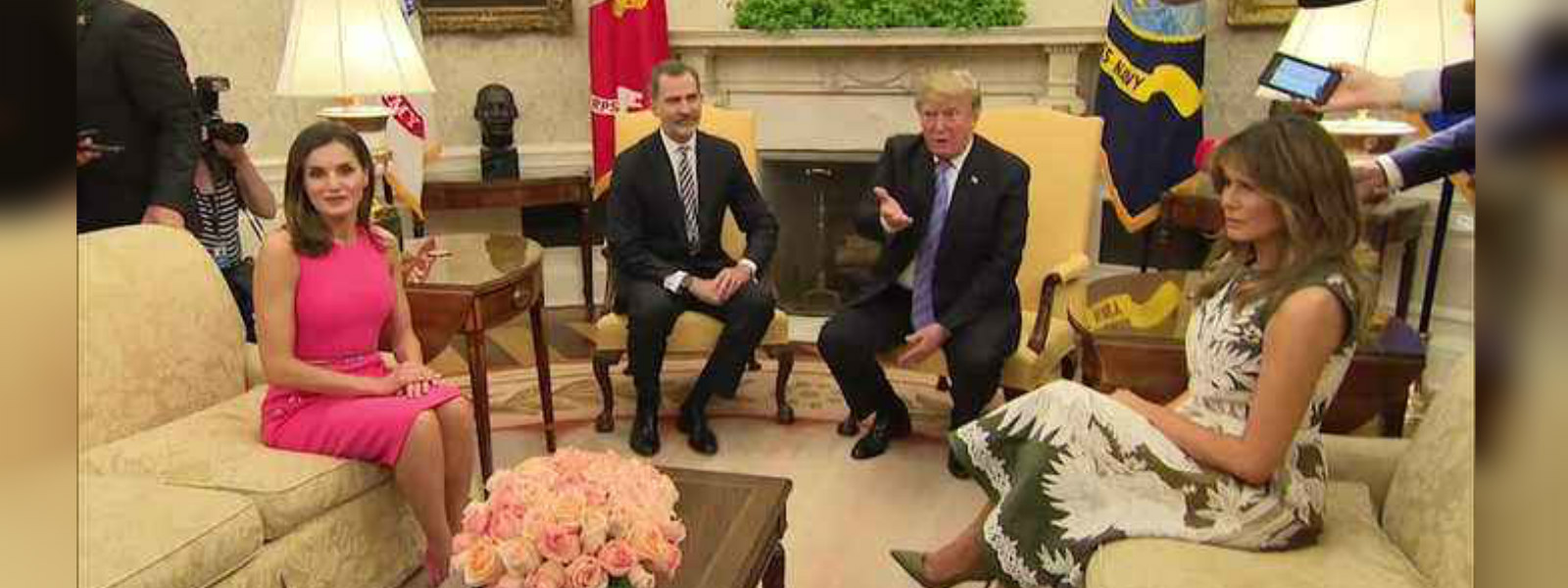 Trump welcomes Spanish royalty
