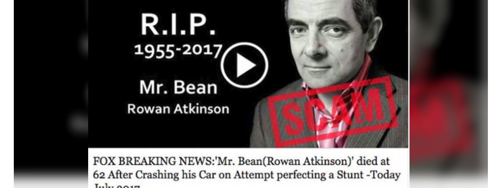 Fake news of Rowan Atkinson links into a virus 