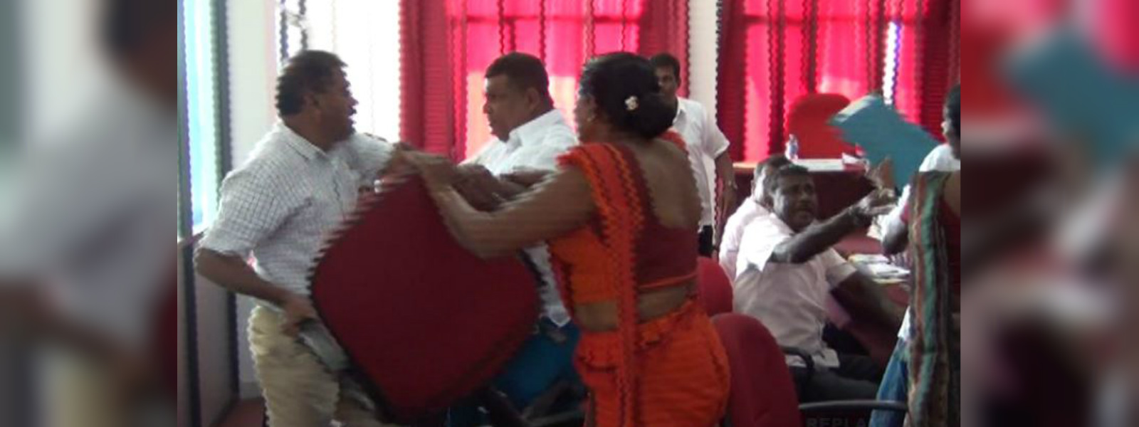 Brawl at the Lahugala Pradeshiya Sabha 