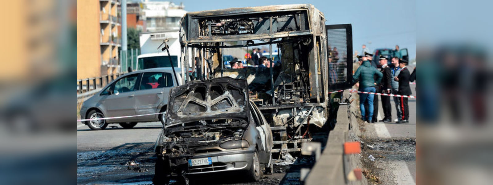 Italian school bus driver sets the vehicle on fire
