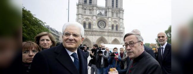 Italian President Mattarella visits Notre-Dame
