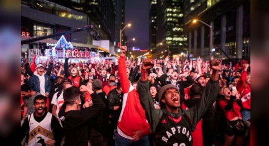 Toronto Raptors fans party after NBA semi win