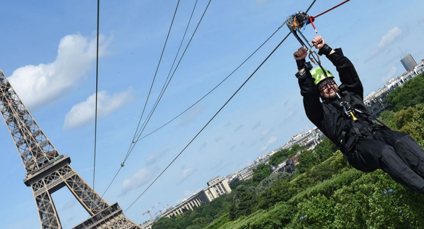 “Once in a lifetime” Eiffel Tower zipline celebrates French Open