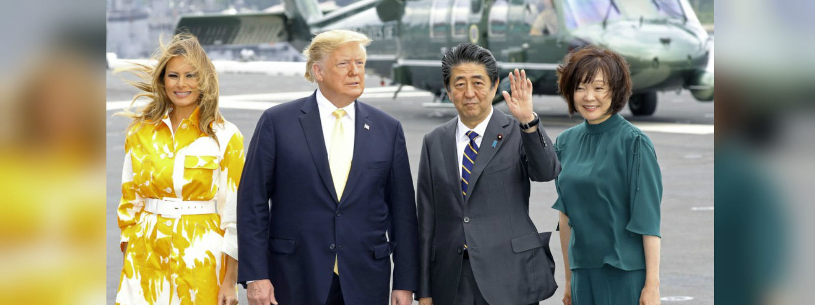 U.S. President Donald Trump inspects Japanese destroyer