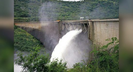 Sluice gate of Laxapana reservoir opened 