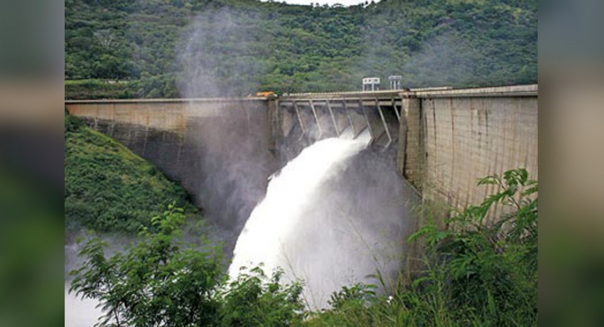 Sluice gate of Laxapana reservoir opened