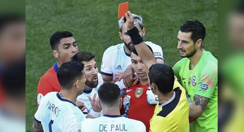 Messi gets second red card of career in clash with Chile