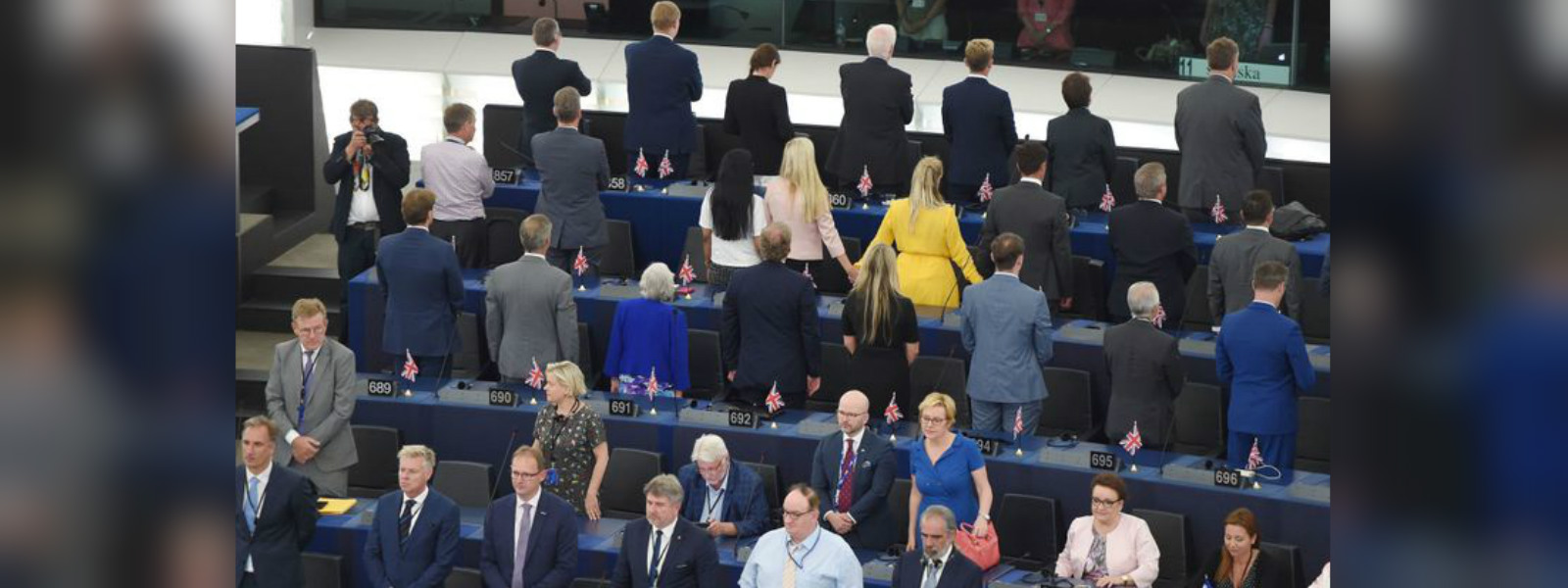 Brexit party MEPs turn backs on Ode to Joy at European parliament