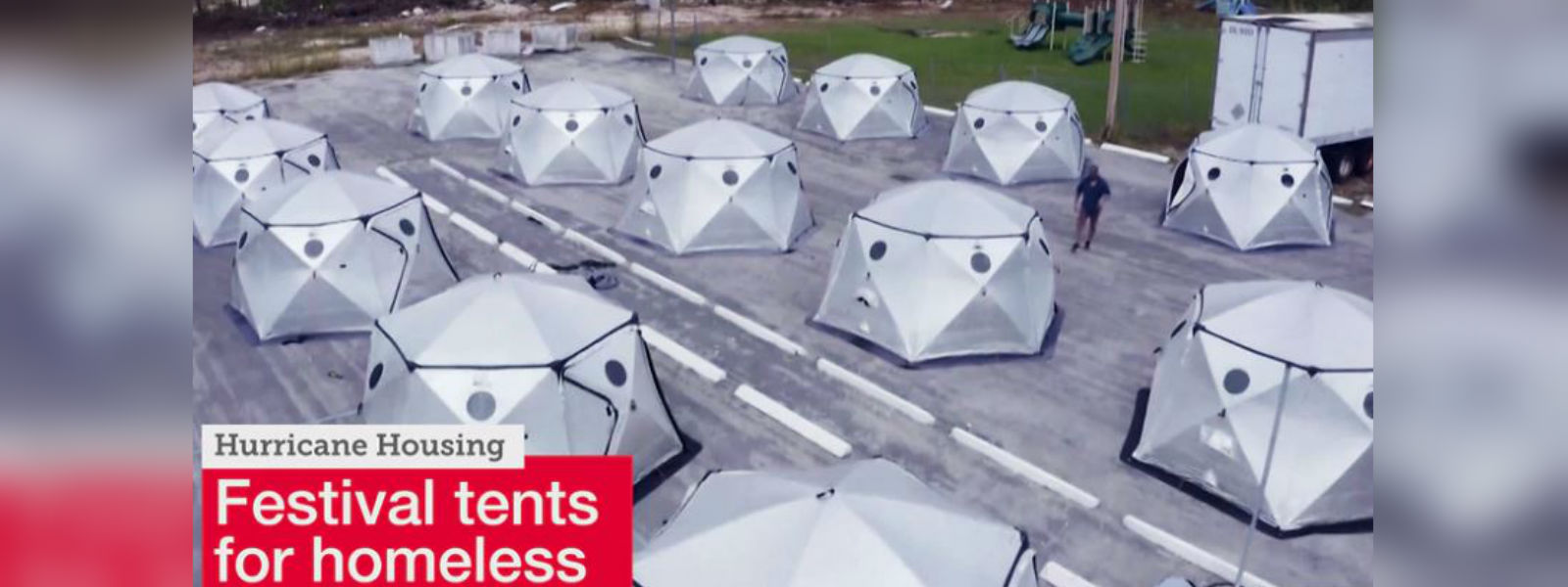 Music festival tents transformed into housing for Dorian homeless