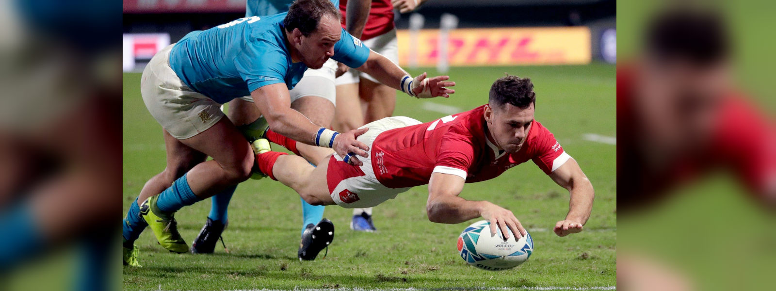 Wales claims a 35 - 13 victory over Uruguay 