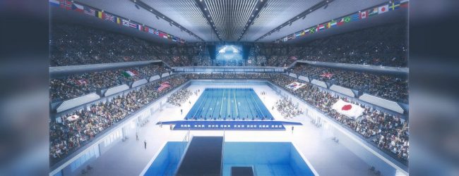 A first look inside the 2020 Olympic aquatics and volleyball arenas