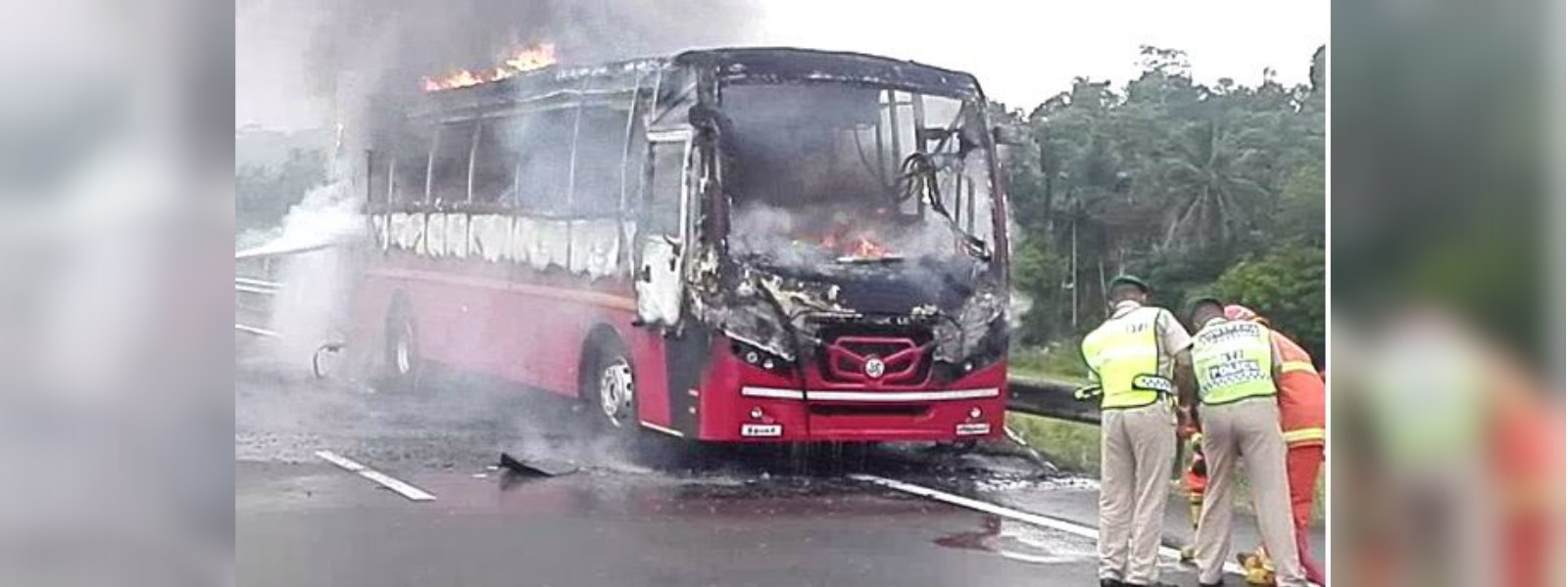 Bus traveling on Southern highway catches fire