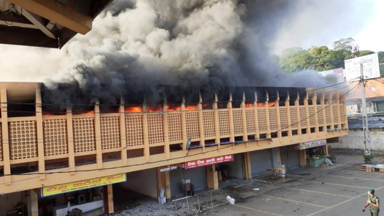 Fire Erupts At Public Market Building In Kegalle