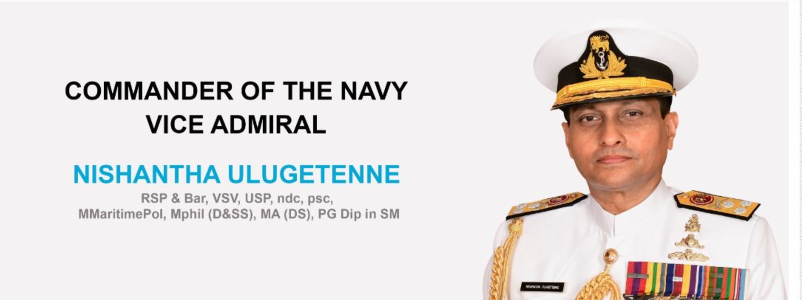 Vice Admiral Nishantha Ulugetenne appointed as new Sri Lanka Navy Commander