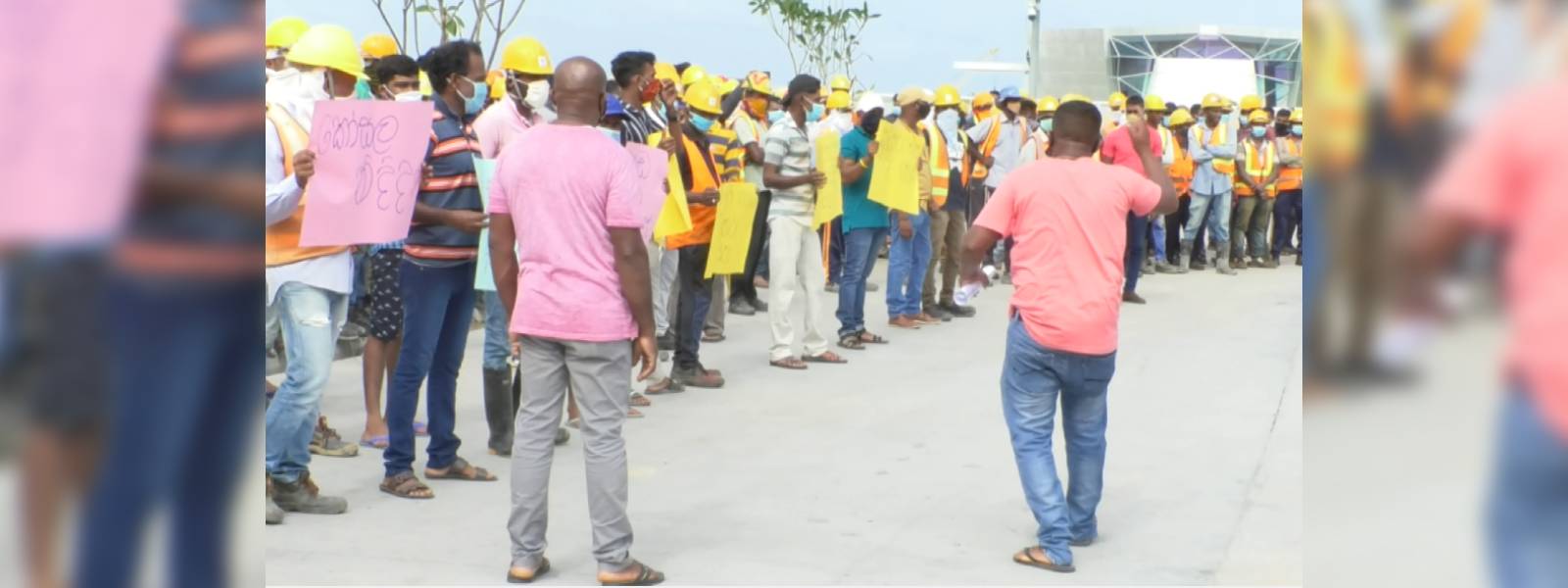 Local workers at Port City stage protest