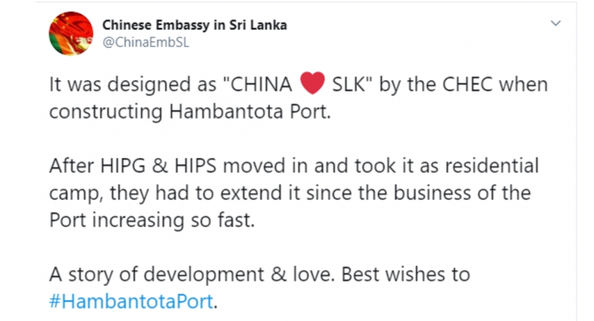 Chinese Embassy tweets on H’tota satellite images