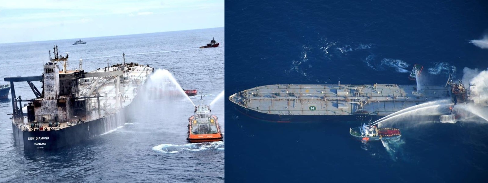 SLAF drops another 1000kg of DCP on to MT New Diamond to smother any onboard flames