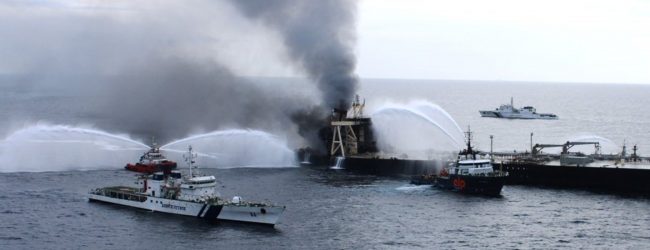Reignited fire aboard the MT New Diamond contained; Sri Lanka Navy