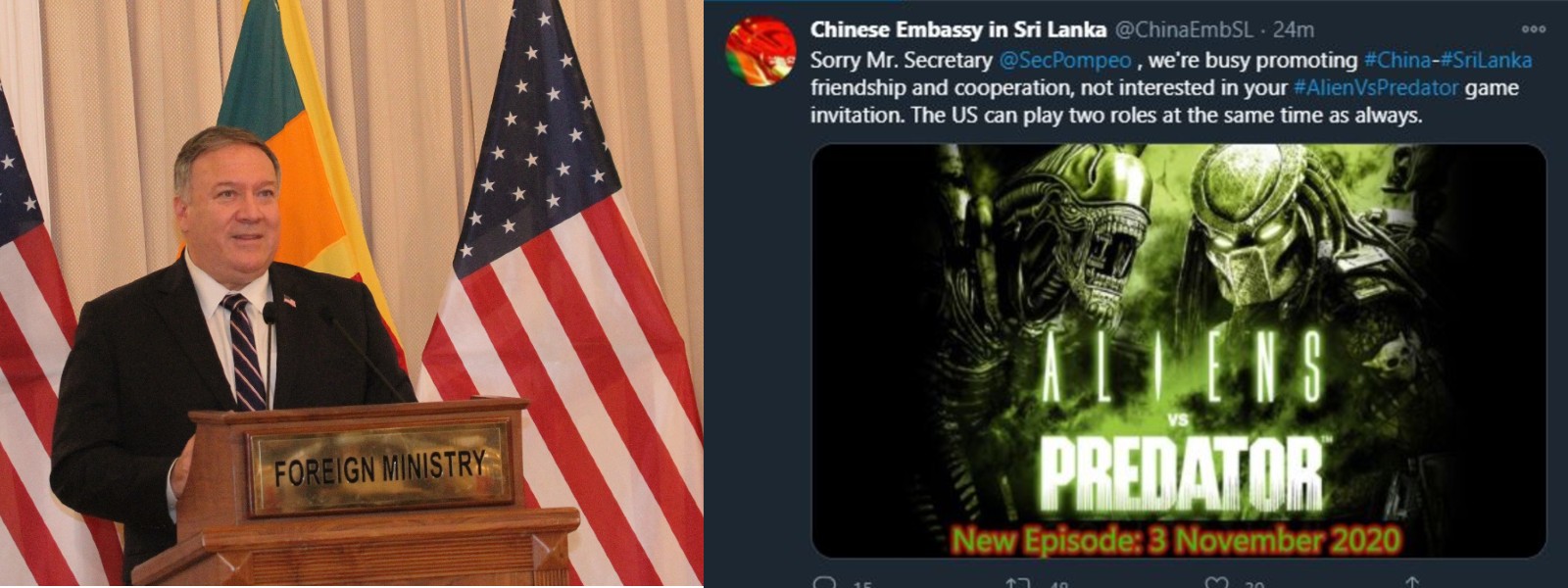 'AlienVsPredator' - China responds to US
