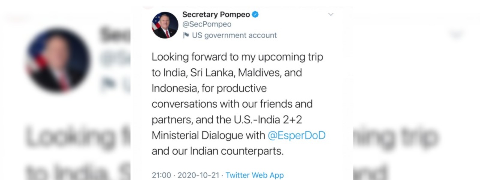 Mike Pompeo to visit Sri Lanka
