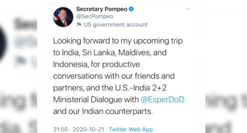 U.S. Secretary of State – Mike Pompeo to come to Sri Lanka to achieve common Indo-Pacific goals