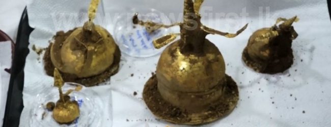 04 golden caskets discovered during excavation at Deegavapi Stupa