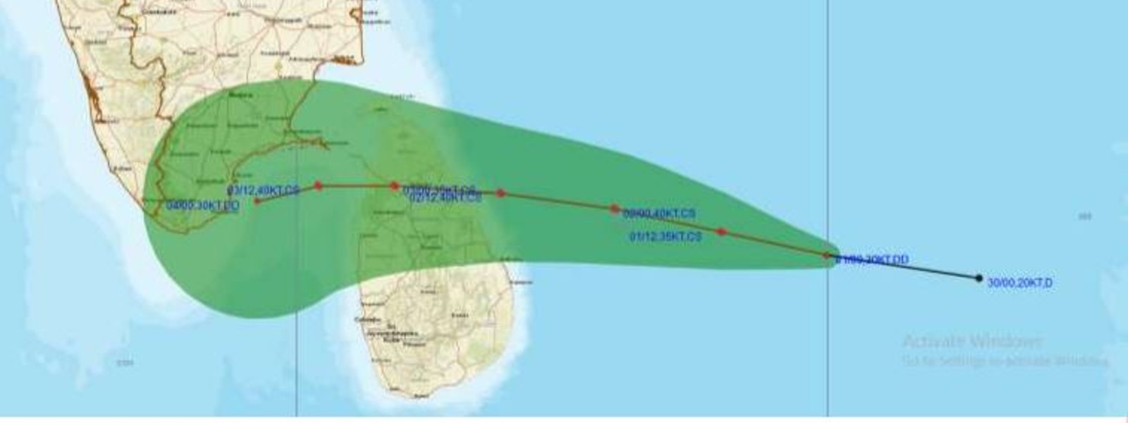 Cyclone to cross eastern coast of Sri Lanka