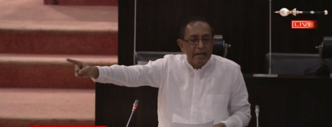 Lakshman Kiriella in a heated argument in Parliament