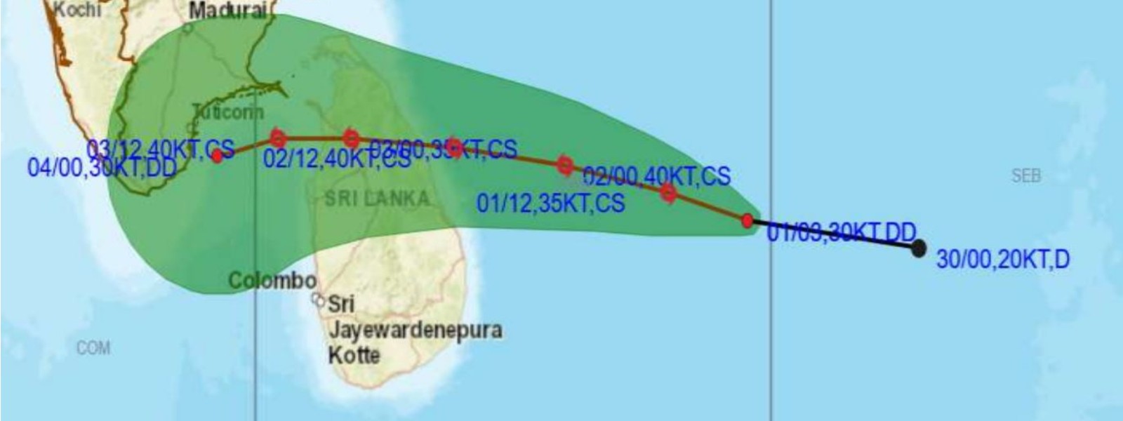 Strong winds expected as Cyclone Burevi to make landfall in SL
