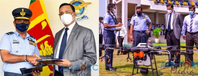 Marshal of the Air Force Roshan Goonetileke hands over Two Drones to SLAF