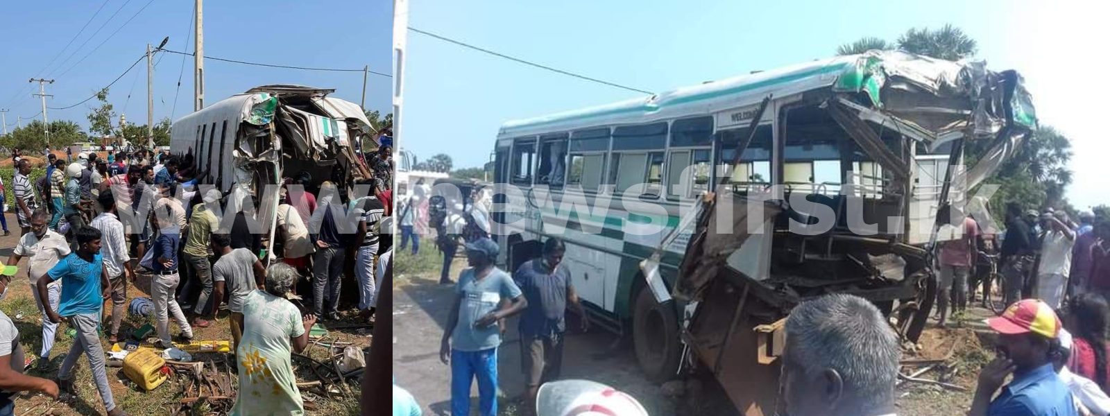 (PICTURES) 10 injured following collision between train and bus