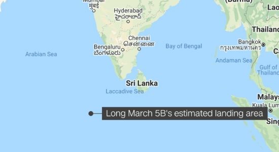 CHINA'S SPACE DEBRIS MISSES MALDIVES/SRI LANKA