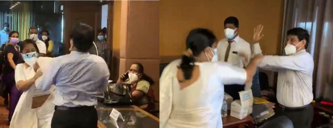 (VIDEO) Maharagama UC meeting turns ugly as two ruling party members brawl