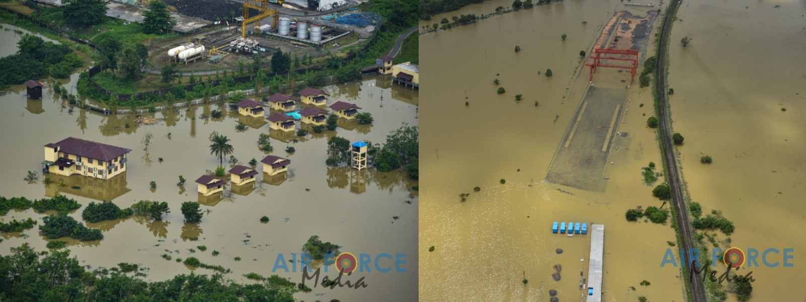 (PICTURES): Aerial images of flood affected Kalutara District released by Air Force