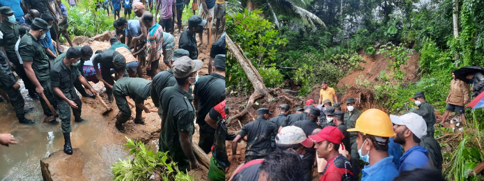 (PICTURES) Army recovers body of landslide victim during rescue operation