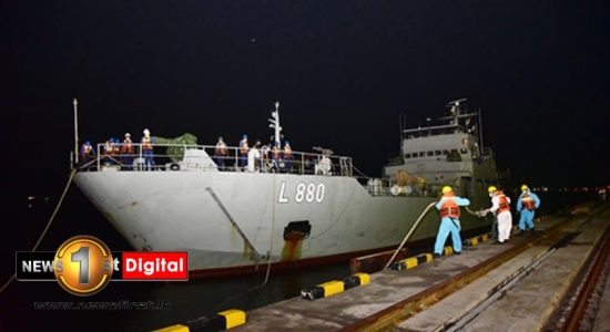 SLNS Shakthi carrying medical grade oxygen from India arrives at port of Colombo