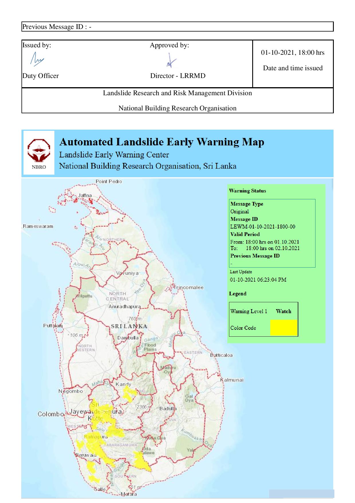 Landslide Early Warning Issued To Several Districts