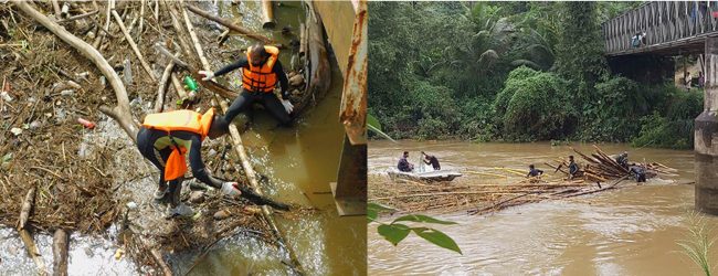 EXTREME WEATHER: Navy personnel clear bridges blocked by debris in Galle