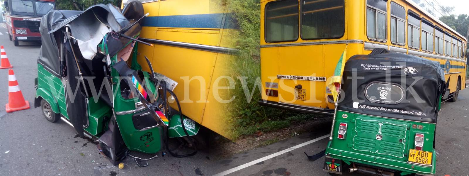 Two people critical in bus-three wheeler collision