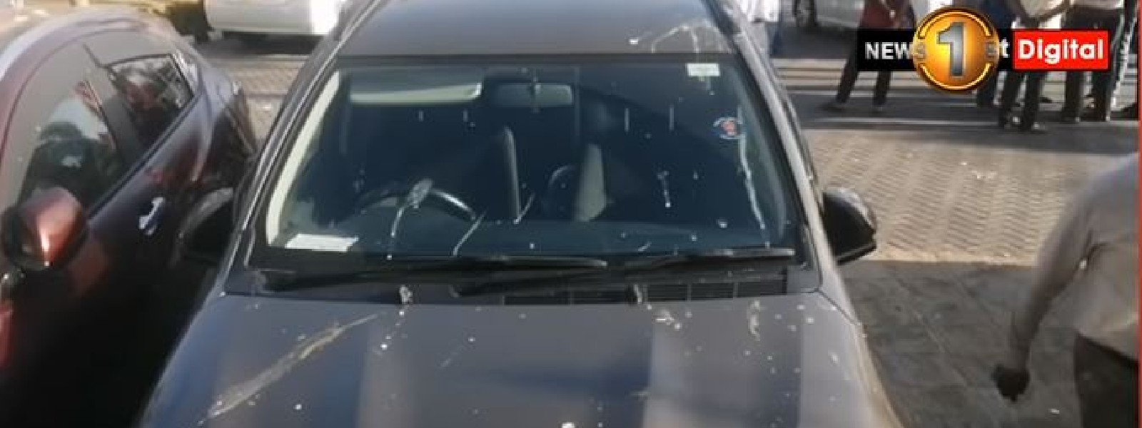 JVP vehicle attacked with eggs; Two men detained