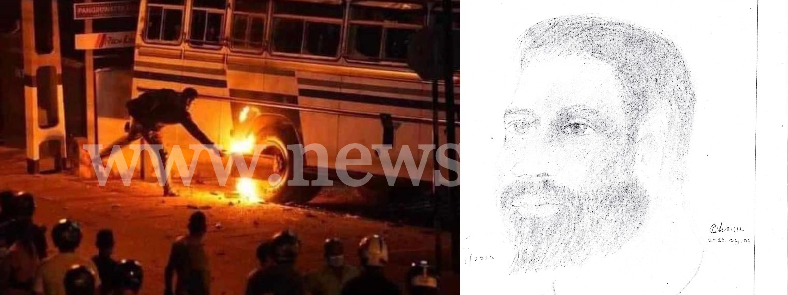 Police hunt for Mirihana fire starters; Sketch of wanted suspect released