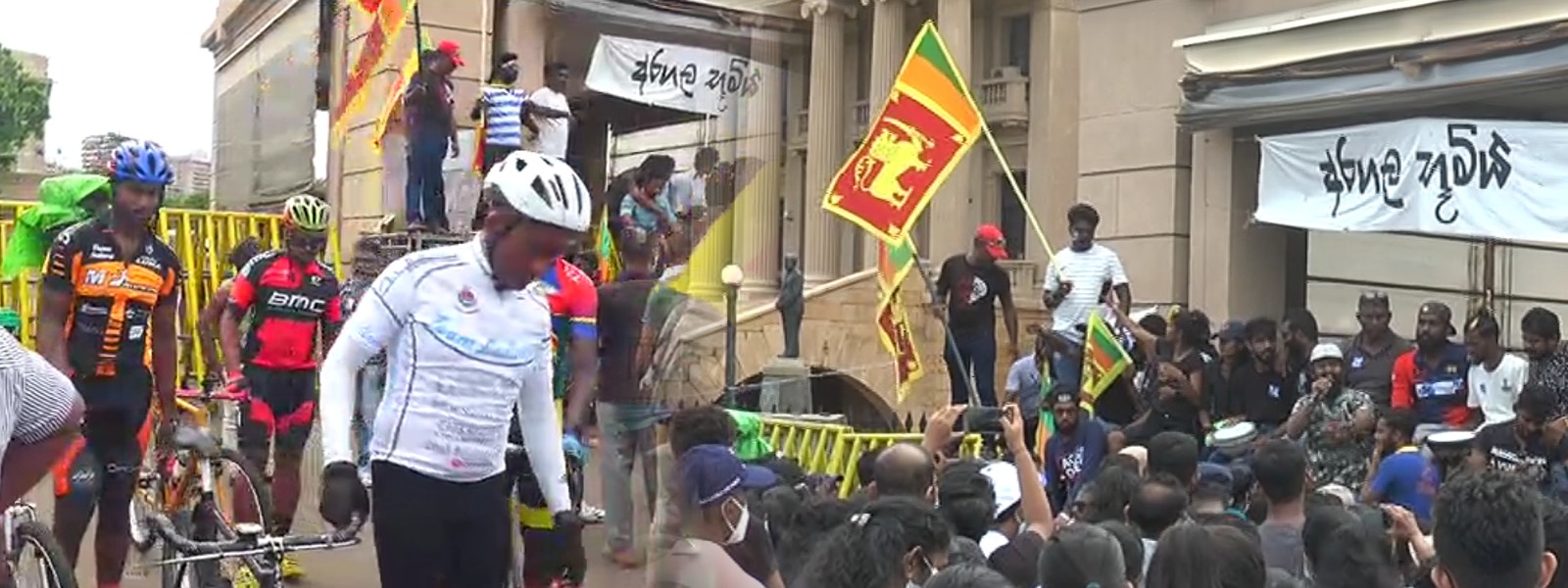 Cyclists at Occupy Galle Face to show support