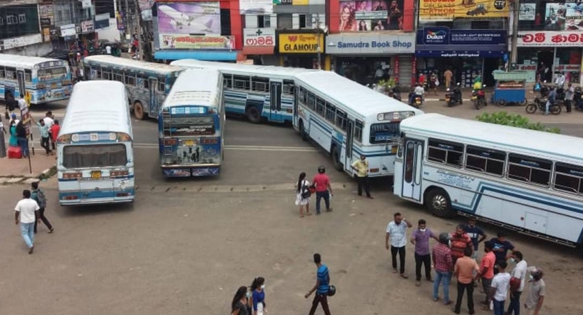Anuradhapura bus drivers haphazardly park in protest of fuel crisis