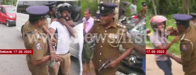 (Video) Cop manhandles unhappy motorcyclist at Kurunegala filling station