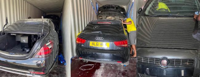 Customs seizes cars illegally imported to Sri Lanka, under the guise of importing spare parts