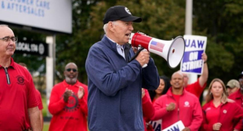 President Biden joins striking autoworkers’ picket line