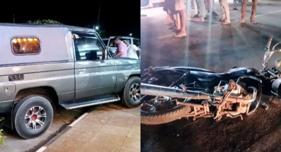 Army Jeep Collides with Two Motorcycles