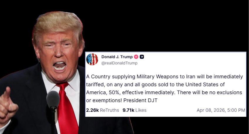 Trump Threatens 50% Tariffs on Any Country Supplying Weapons to Iran