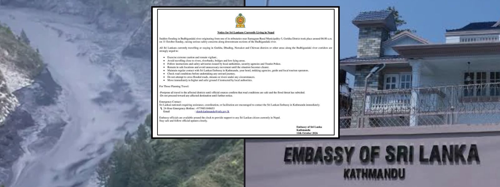 Sri Lankans in Nepal to Exercise Extreme Caution
