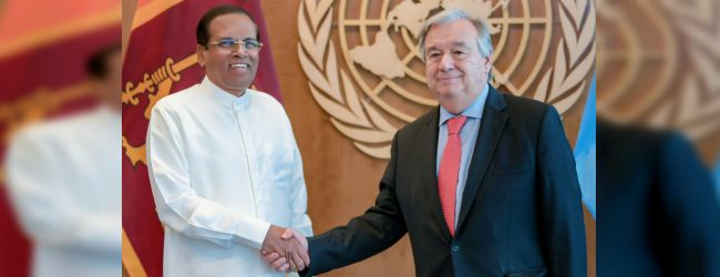 ජනපති එ.ජා. සංවිධානයේ මහ ලේකම් හමුවෙයි